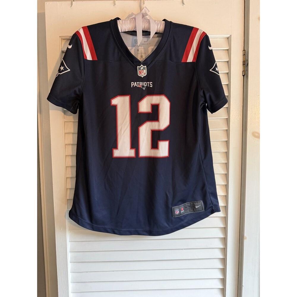 Nike Dri-fit On Field Jersey #12 Tom Brady New England Patriots Women’s L NFL